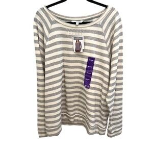 COMPANY by Ellen Tracy Gray Striped Embellished Long Sleeve Fleece 2XL XXL NWT